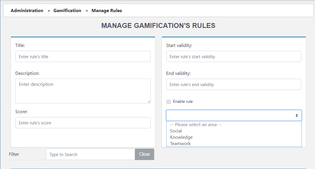 eXo Gamification add-on: Manage Gamification's rules