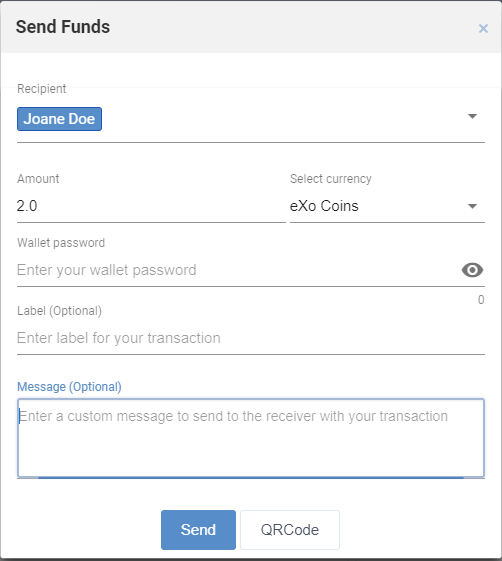 Send and receive funds at eXo Platform